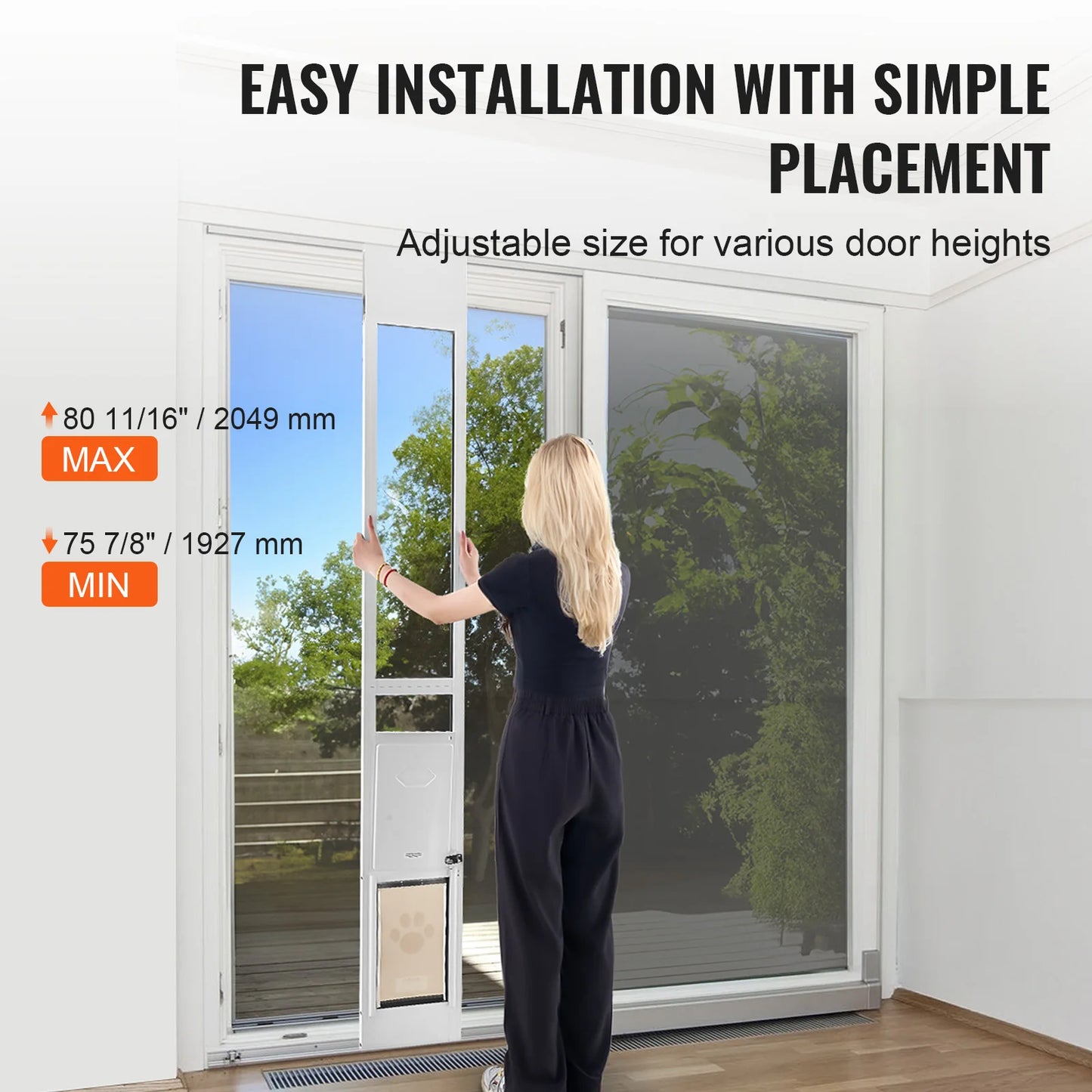 Adjustable Height Sliding Glass Dog Door With Aluminum Frame