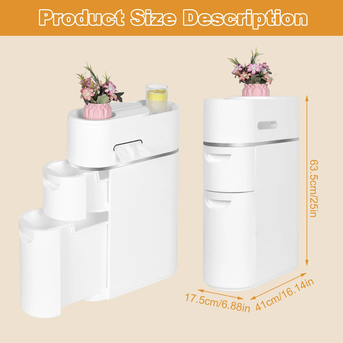 ATUOTIN Slim Plastic Storage Cabinet For Bathroom Organization