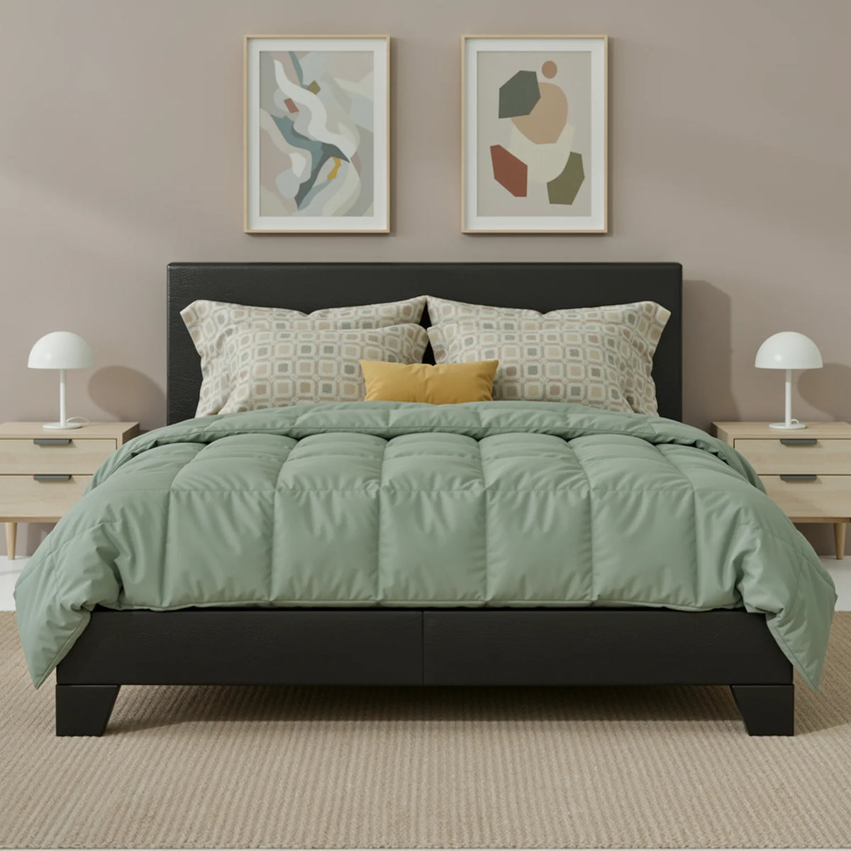 Hoomic Upholstered Bed Frame With Adjustable Linen Headboard