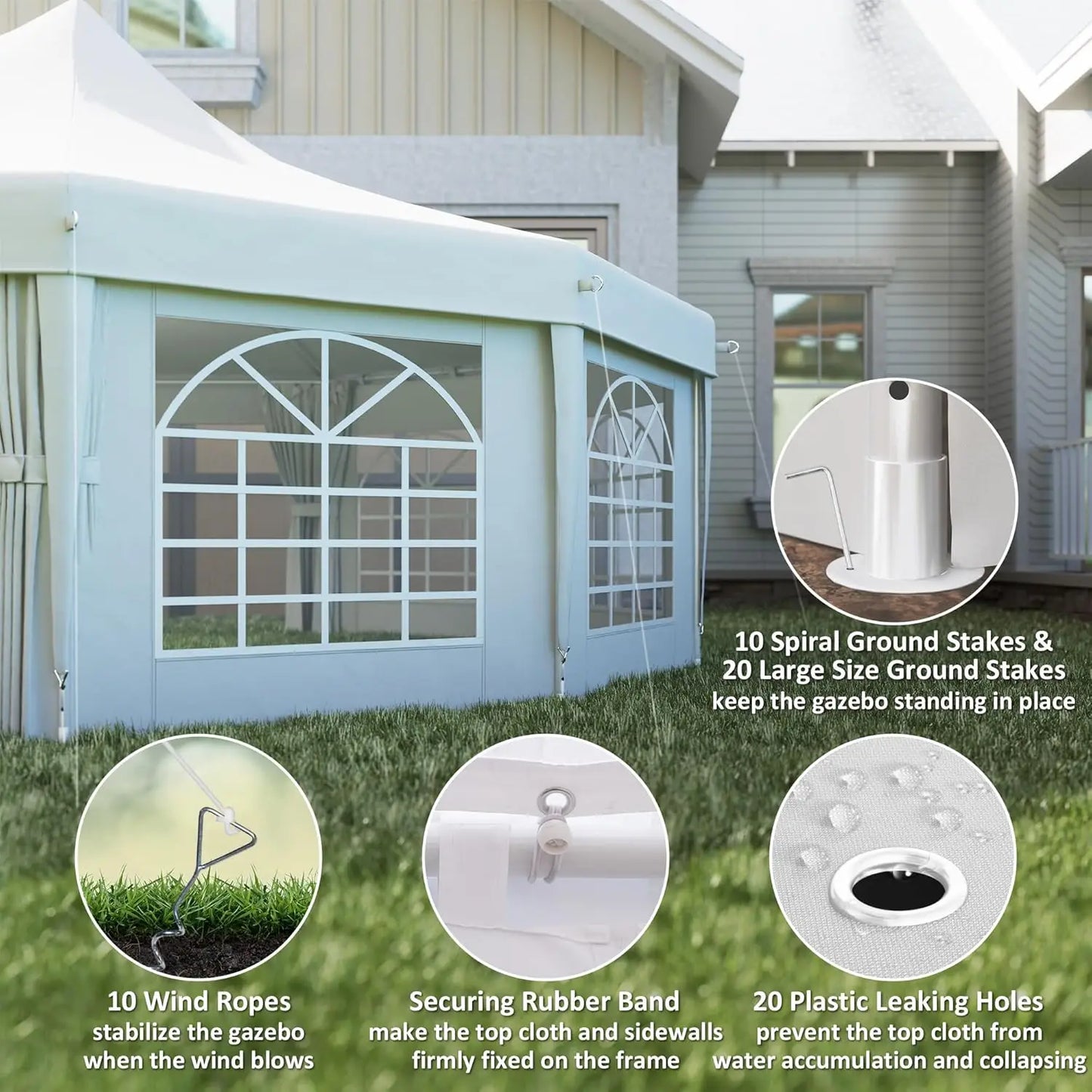 Outdoor Party Tent With Sidewalls Dual Doors 8 Windows