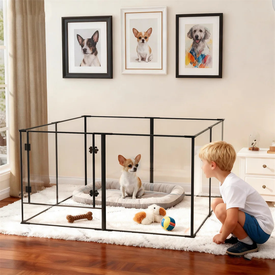 BINGOPAW 8 Panel Acrylic Dog Playpen Indoor Exercise