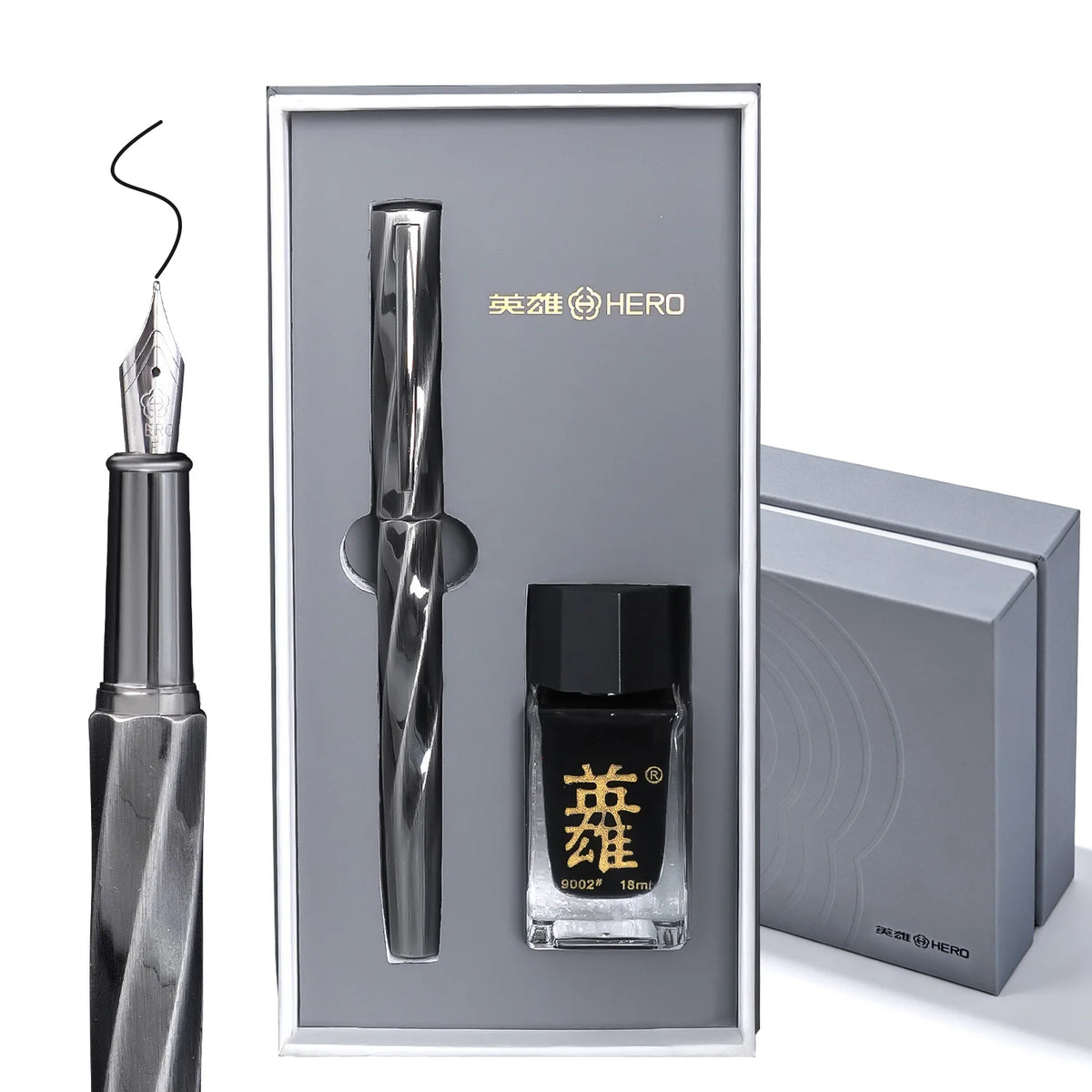 Hero E505A Fountain Pen Gift Set Featuring Elegant Metal Design