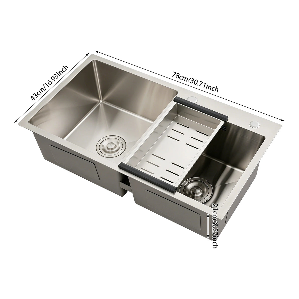 Bymaocar Double Bowl Stainless Steel Kitchen Sink Drainage Filter