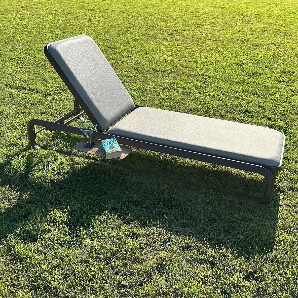 Modern Outdoor Aluminum And Wood Chaise Lounge Chairs For Patios