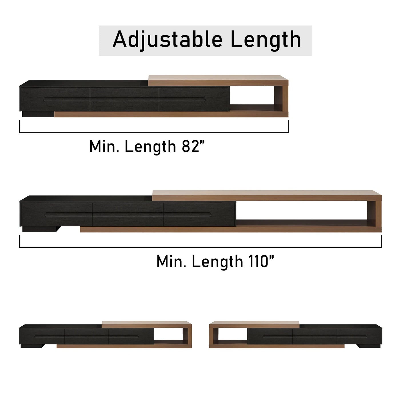 QiaoShiRen Extendable TV Stand And Media Console With Drawers
