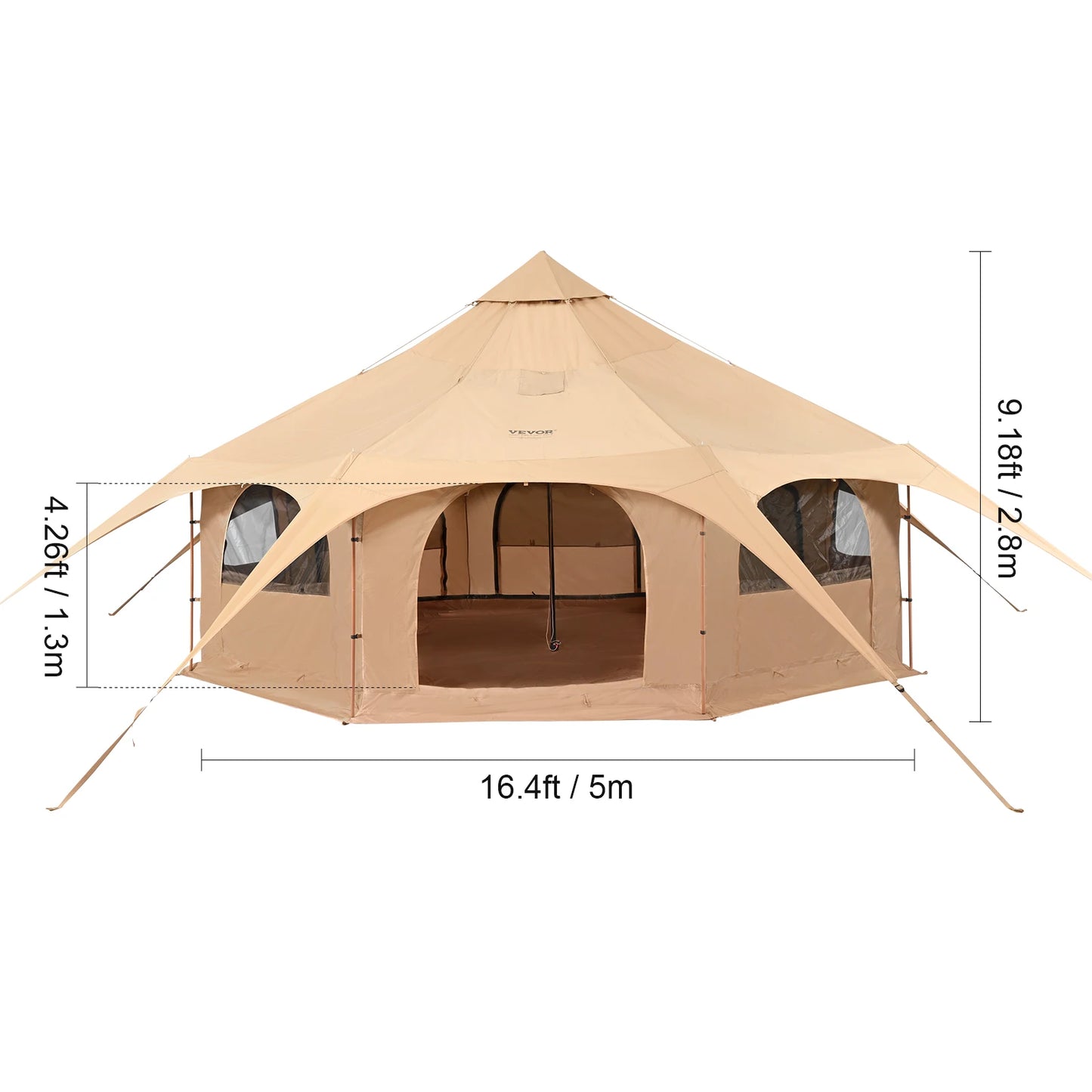 SucceBuy Canvas Bell Tent For Camping With Stove Breathable Shelter