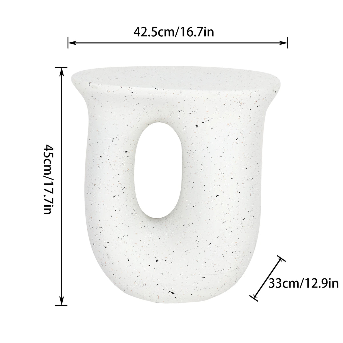 Stylish U Shaped Geometric Stone Side End Accent Table