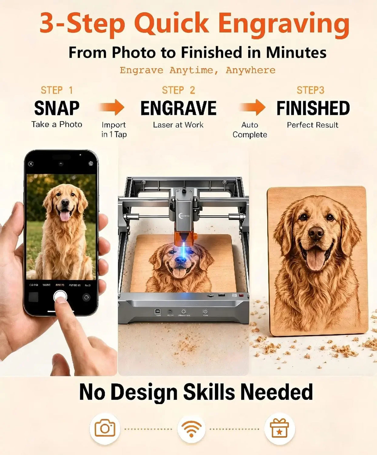 K15 Pro Laser Engraver 6W-Laser Engraving Machine for Coated Metal Wood Acrylic Glass Stone, Near A4 Work Area Offline Engraving CNC DIY Lazer Cutter for Home & Crafting 6000mW Class 1