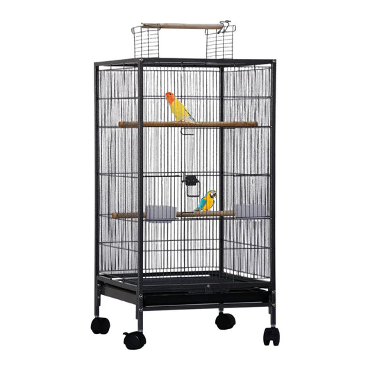 HiMISS Open Top Budgie Cage With Rolling Stand Tray