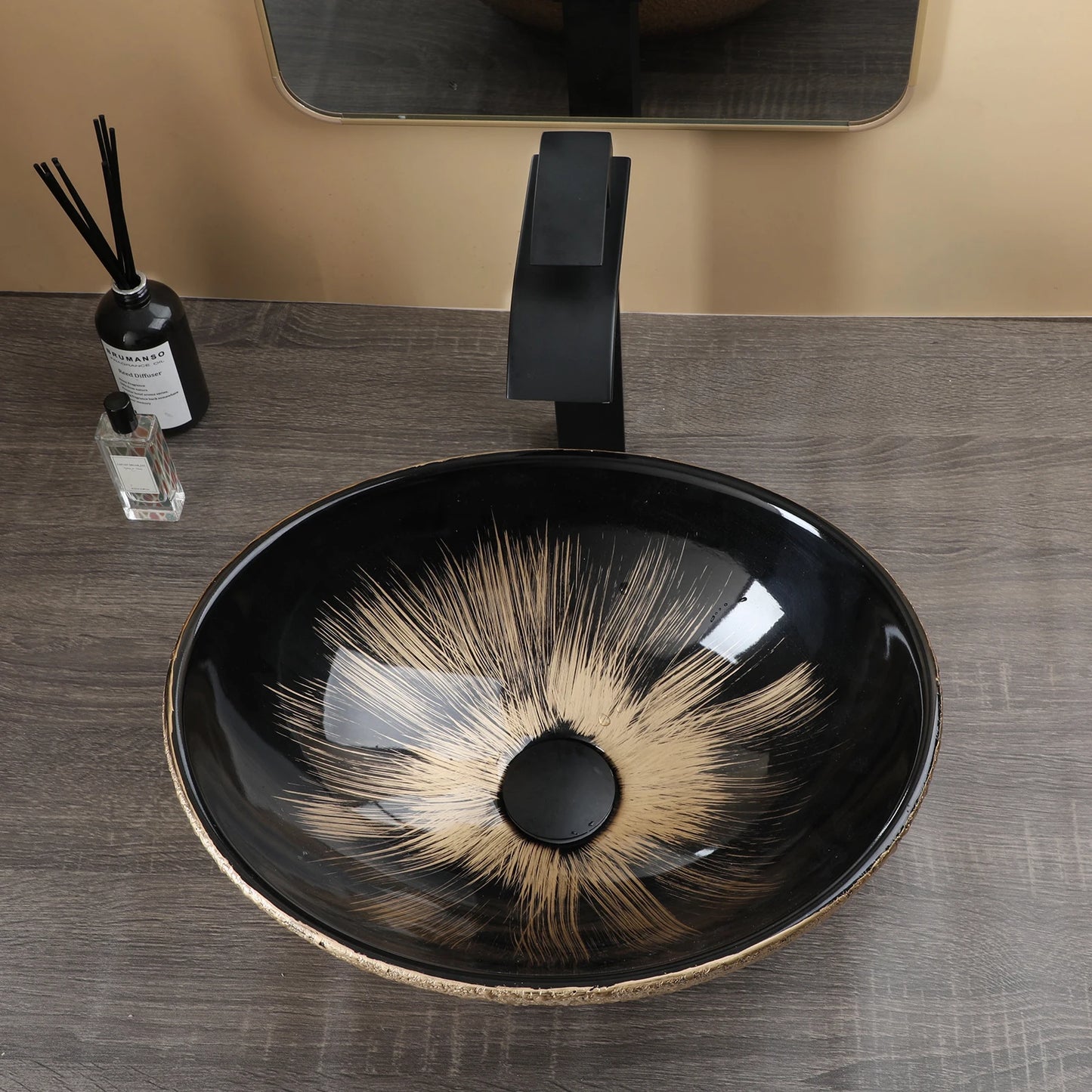 MEKKHALA Kemaidi Oval Vessel Sink With Faucet Above Counter
