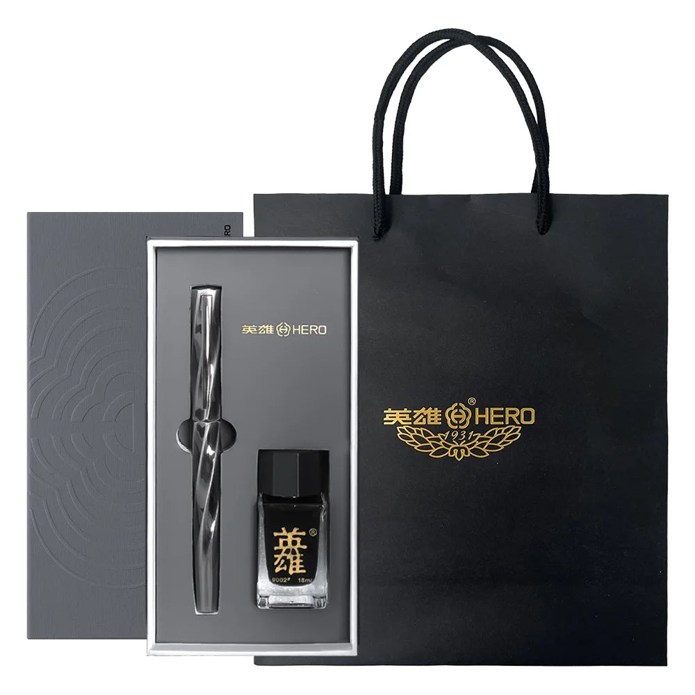 Hero E505A Fountain Pen Gift Set Featuring Elegant Metal Design