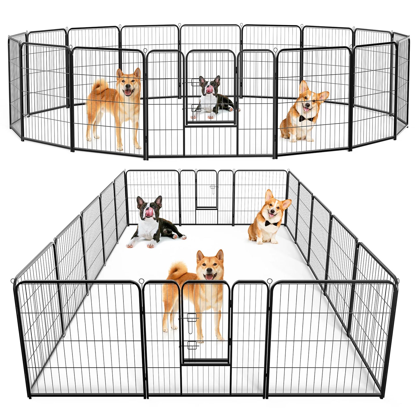 JHK 16 Panel Dog Playpen Metal Fence Foldable Outdoor Pen