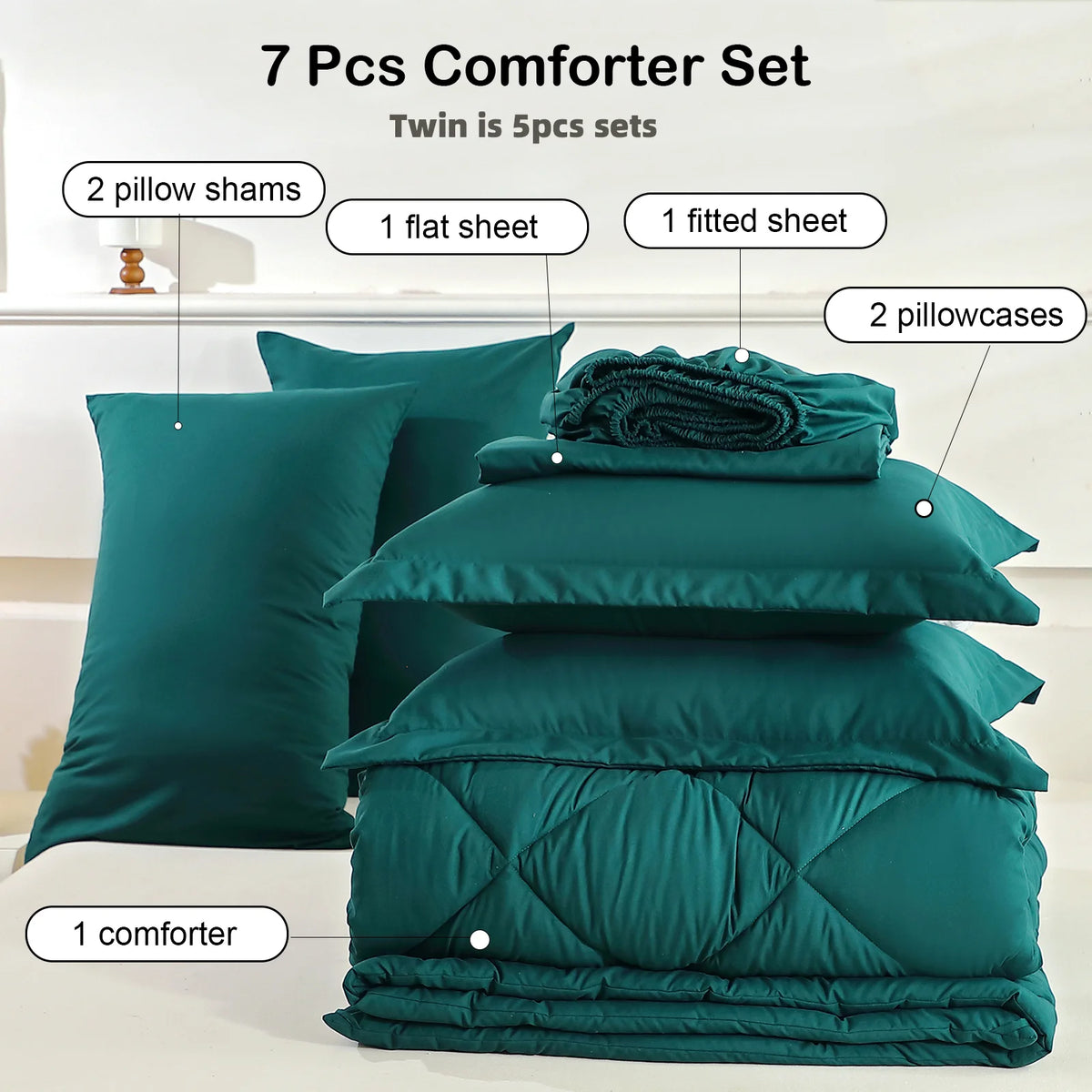 EasYum Brushed Polyester Bedding Set With Quilted Comforter