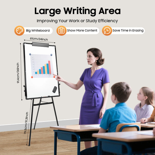 Height Adjustable Magnetic Whiteboard Easel Display