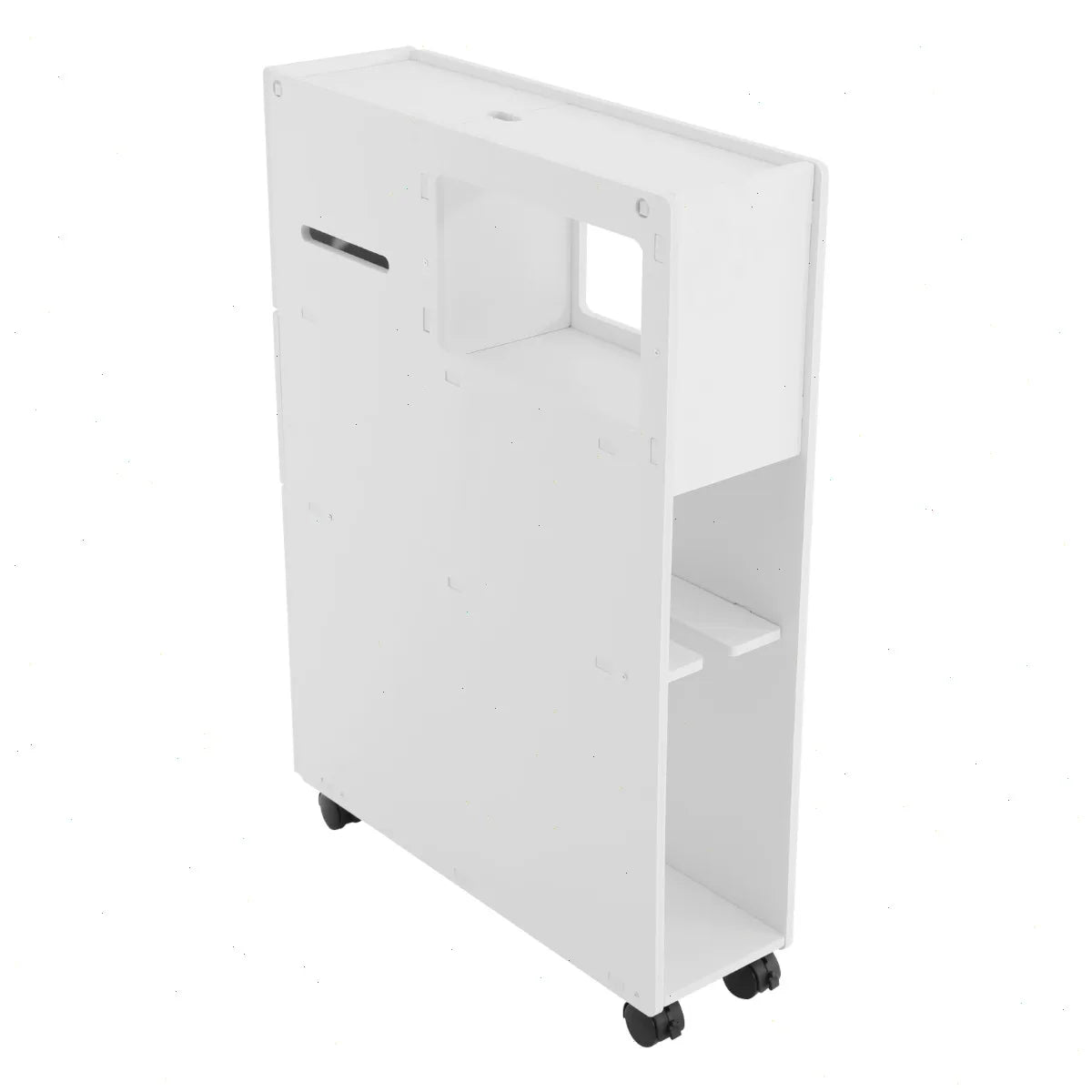 Bymaocar Narrow PVC Bathroom Storage Cabinet With Brakes