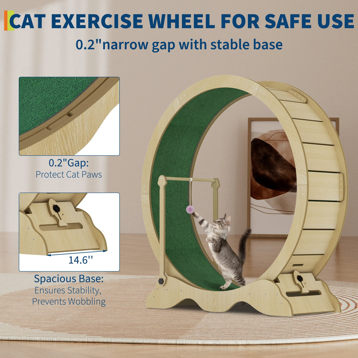 Quiet Indoor Cat Exercise Wheel With Detachable Carpet For Fitness