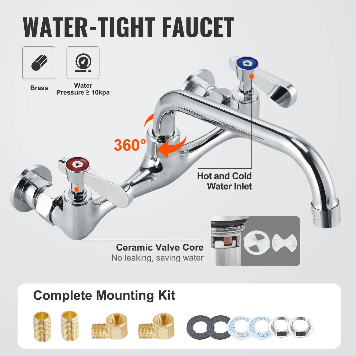 Stainless Steel Kitchen Prep Sink With Faucet 1 Compartment