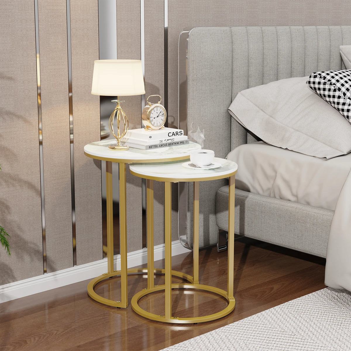 Wisfor Set Of 2 Round Sintered Stone Nesting Tables
