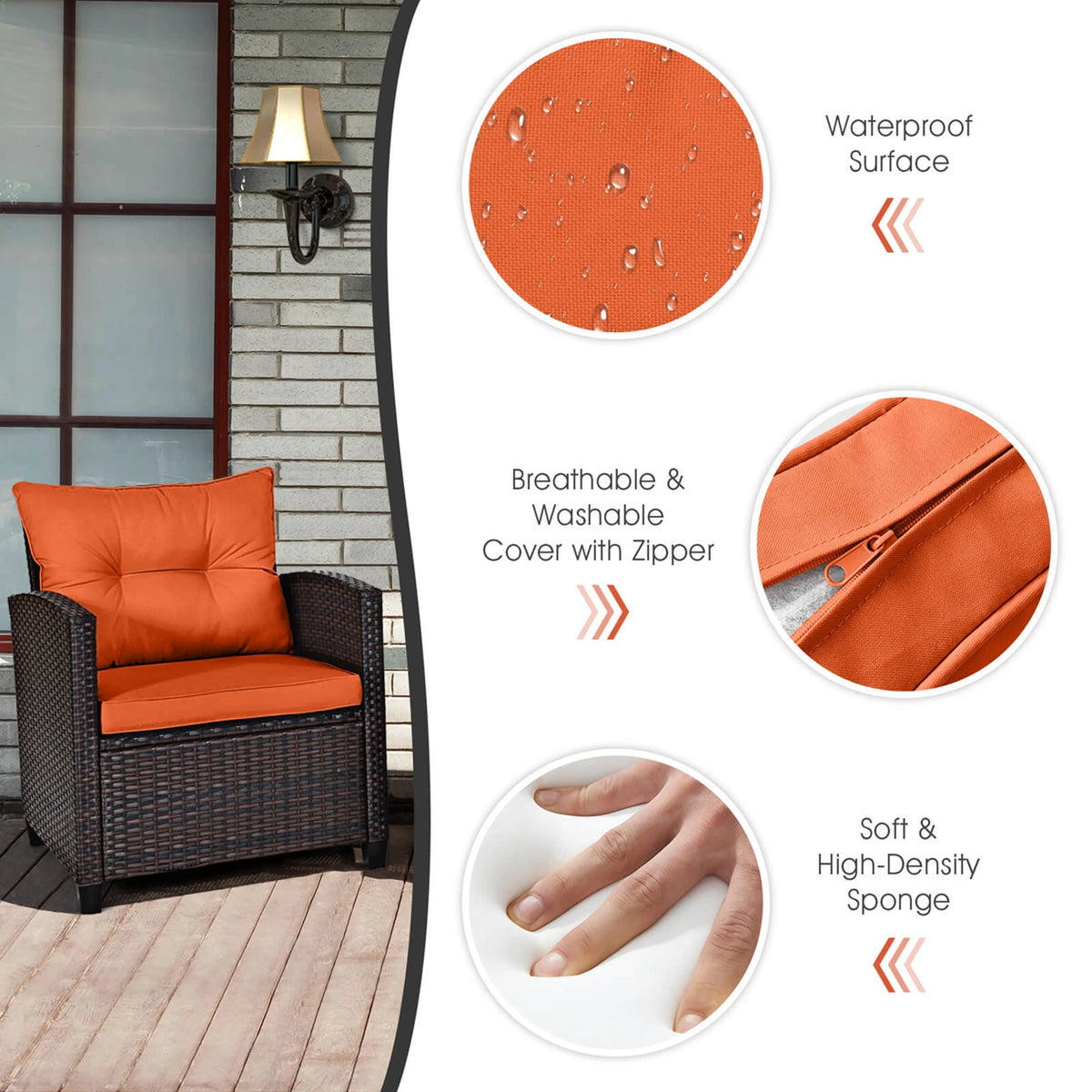 Homasis Rattan Patio Furniture Cushioned Outdoor Conversation Set
