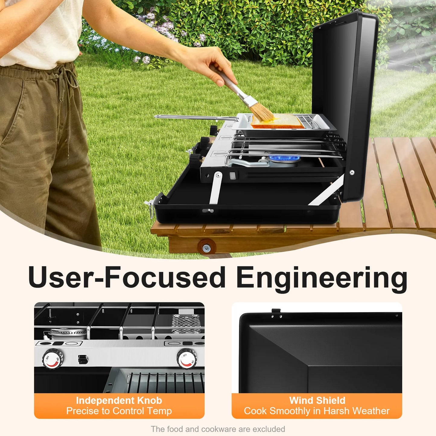 Portable 3 Burner Camping Stove Propane Butane Outdoor Grill