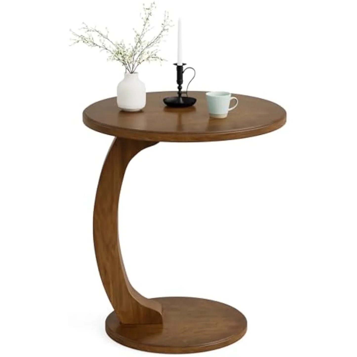 Little Tree Round End Table C-Shaped Mid-Century Boho