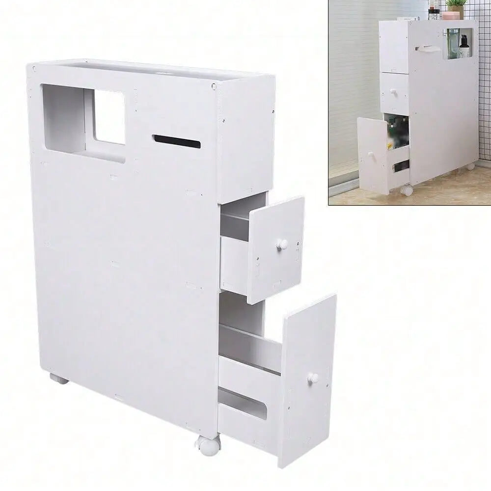 Free Standing Bathroom Floor Cabinet With Shelves And Storage
