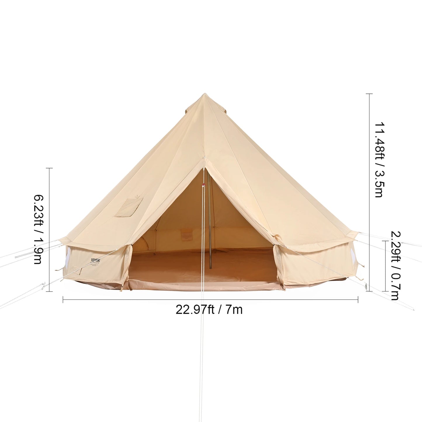 SucceBuy Canvas Bell Tent For Camping With Stove Breathable Shelter