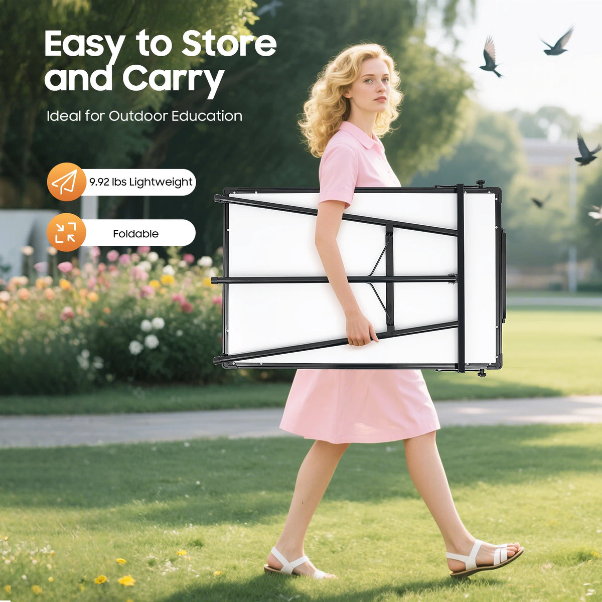 Height Adjustable Magnetic Whiteboard Easel Display