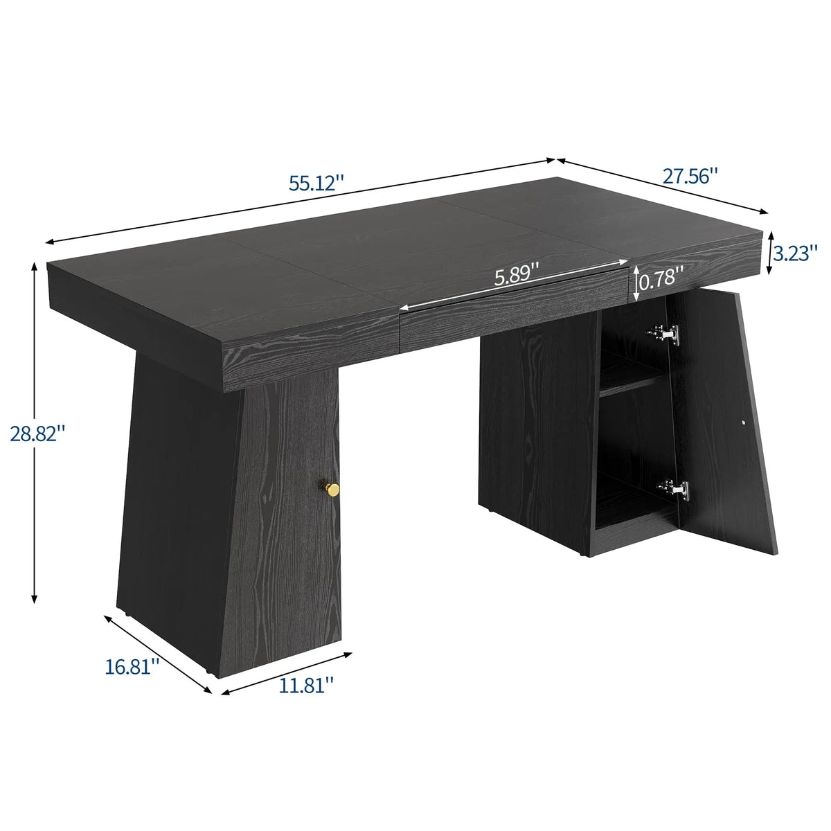 55 X 27.5 Inch Computer Desk With Drawer, Cabinet & Storage Shelves, Gaming Writing Study Table For Home Office Work