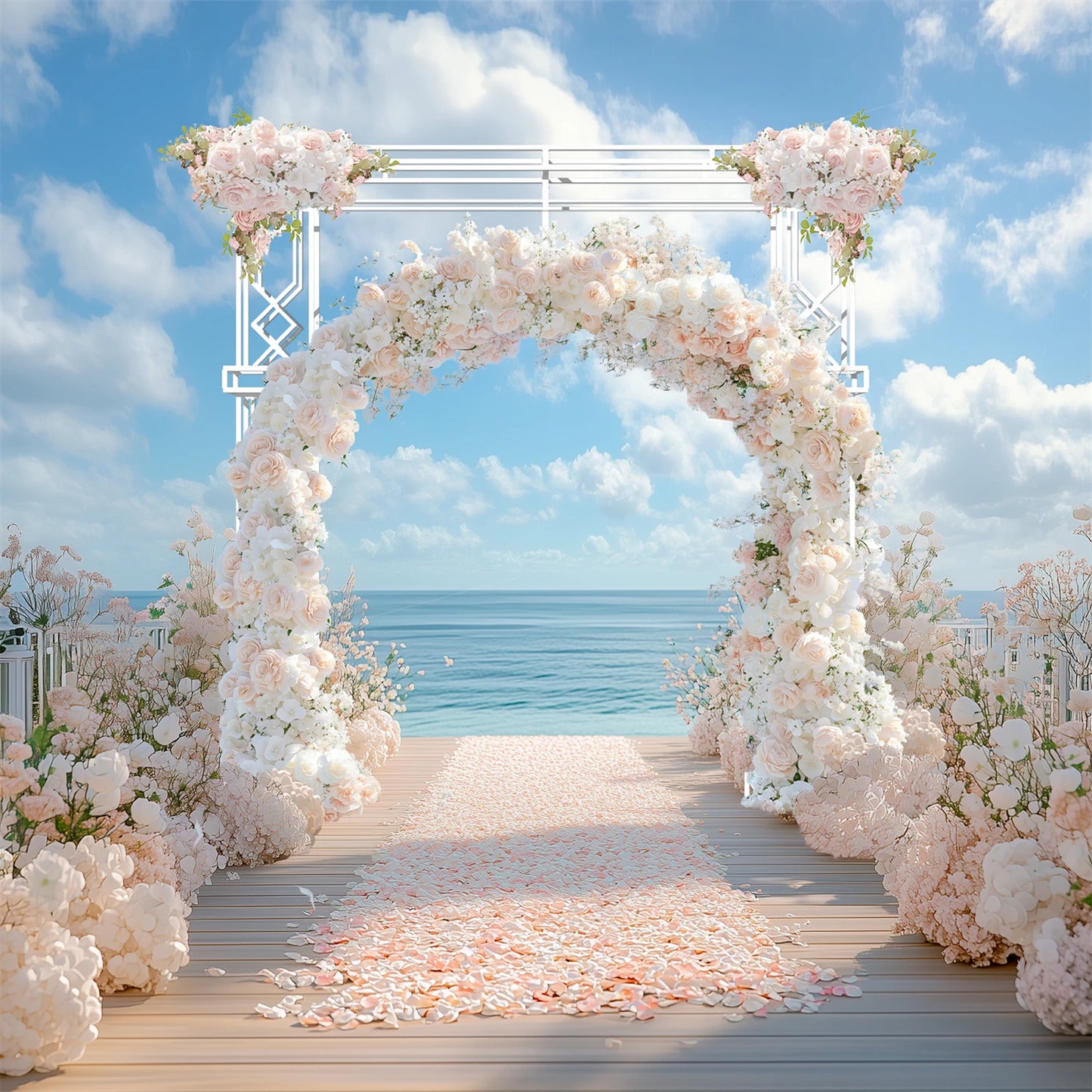 Modern White Wedding Archway Backdrop Stand For Ceremony And Proposal
