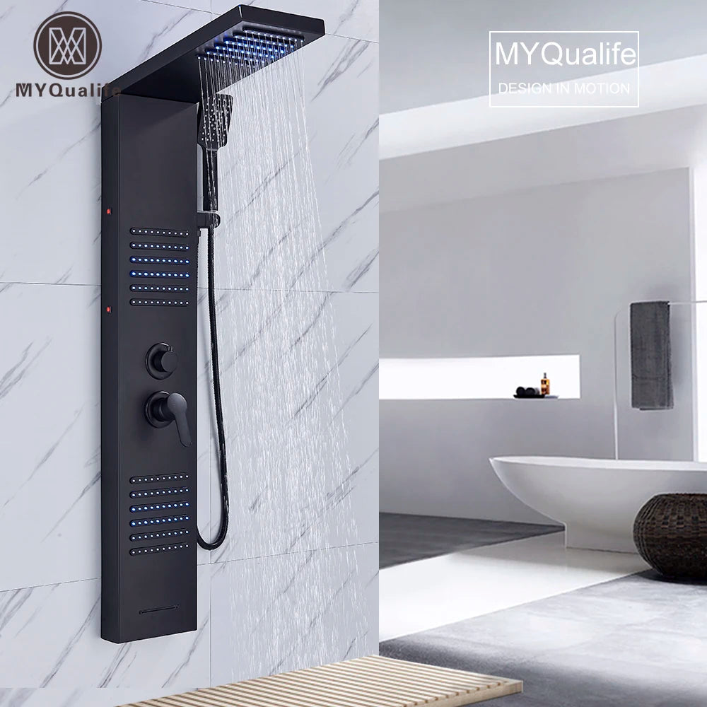 MYQualife LED Shower Panel With Waterfall Massage Jets