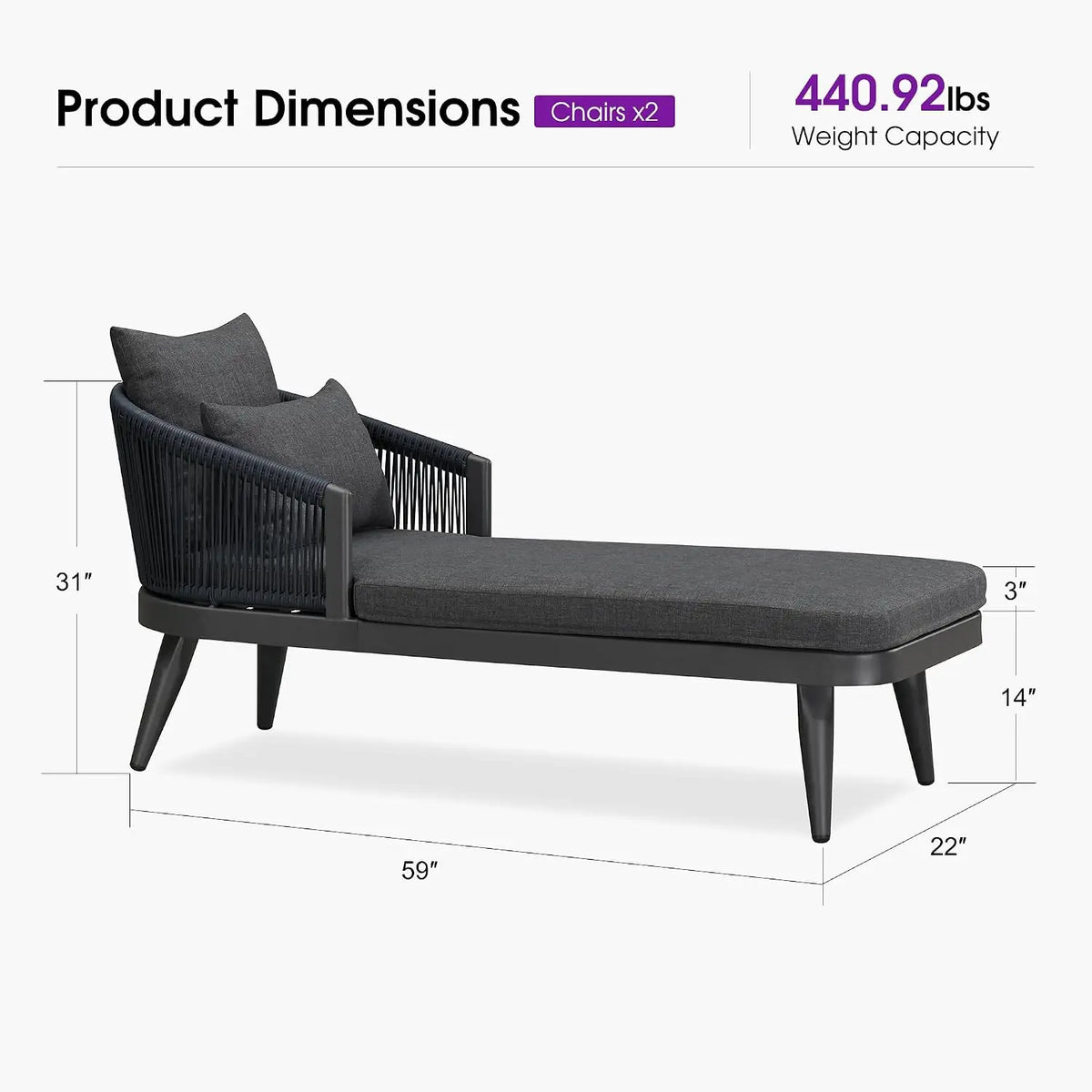 Modern Outdoor Aluminum And Wood Chaise Lounge Chairs For Patios