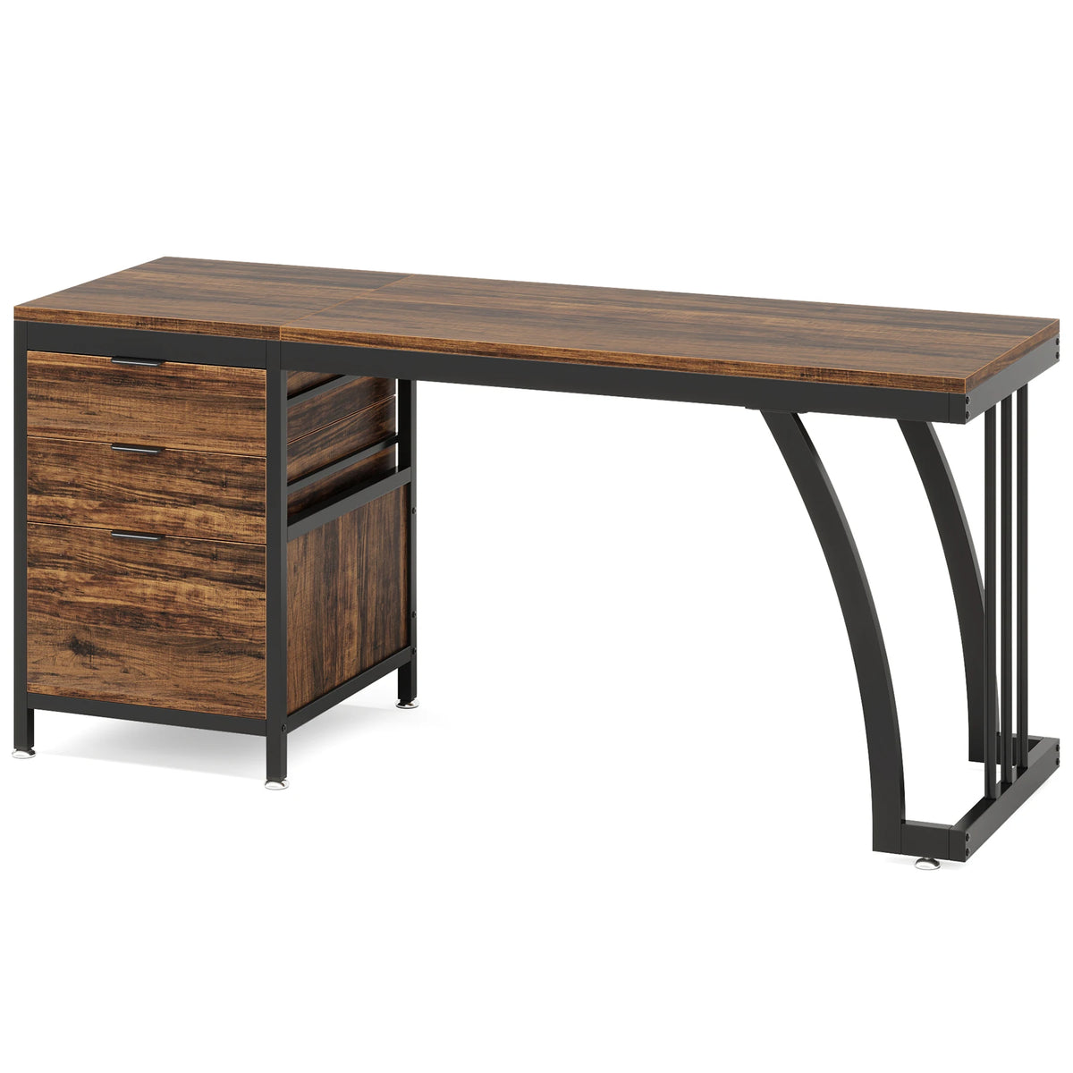 Tribesigns Industrial Computer Desk With Reversible Drawers