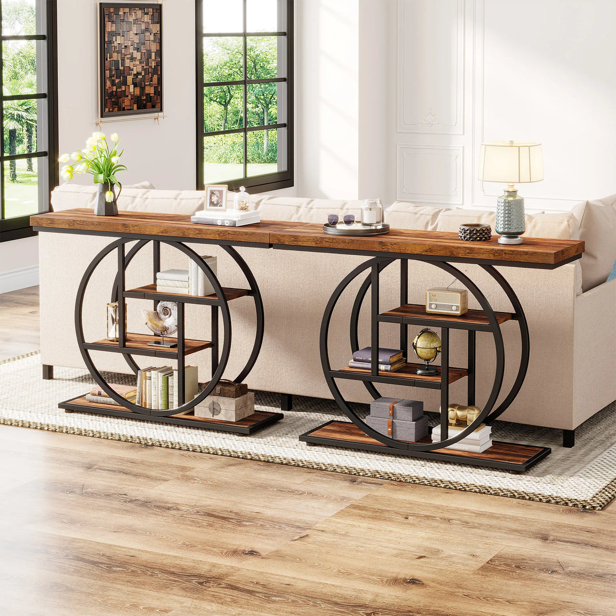 Tribesigns Industrial Four Tier Console Table With Entryway Storage