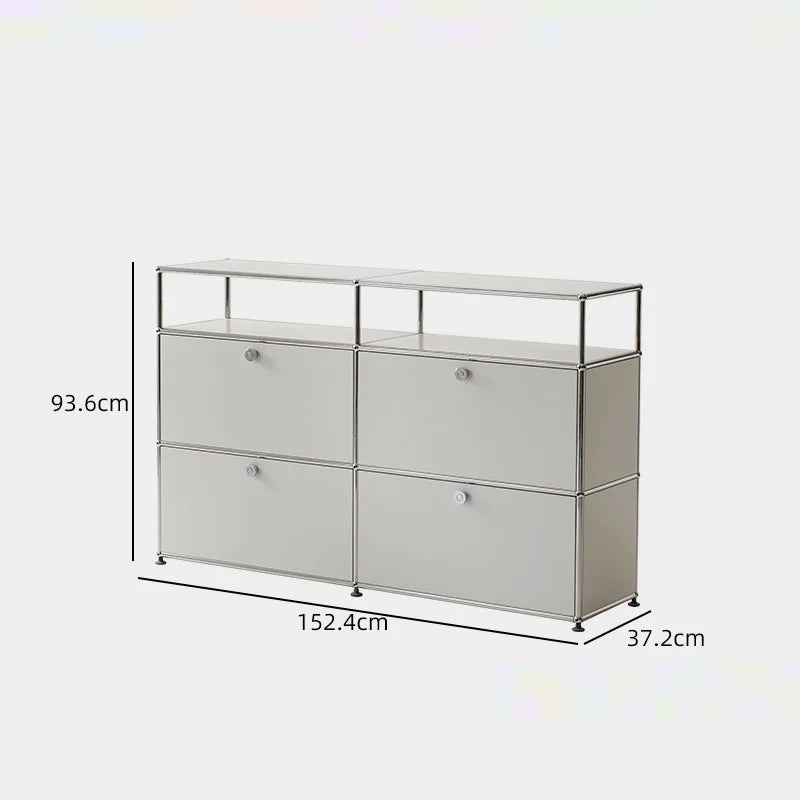 Bigcityfur Modern Stainless Steel TV Stand With Corner Cabinet