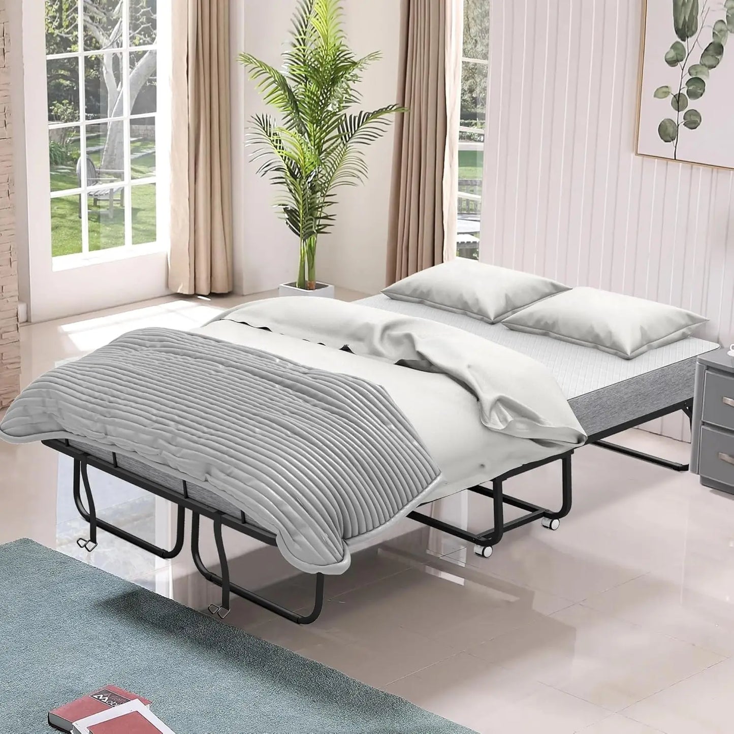 Folding Bed With Mattress Rollaway Guest Bed For Home Use