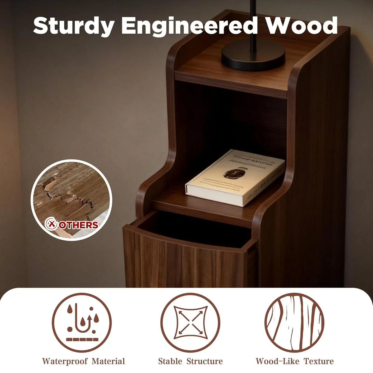 Modern Bedroom Nightstand With Two Storage Drawers For Easy Organization