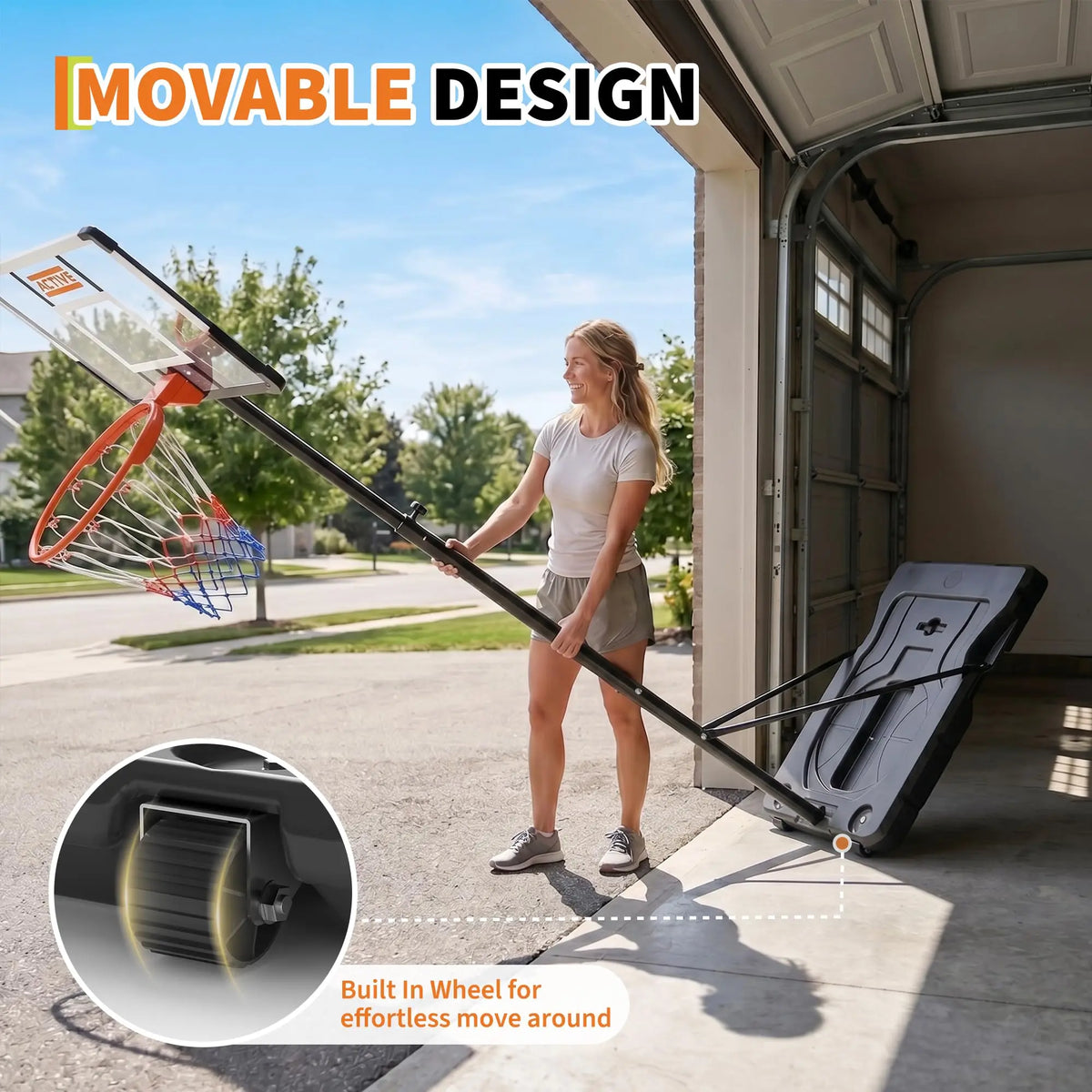 Himiss Portable Adjustable Basketball Hoop With Backboard And Wheels