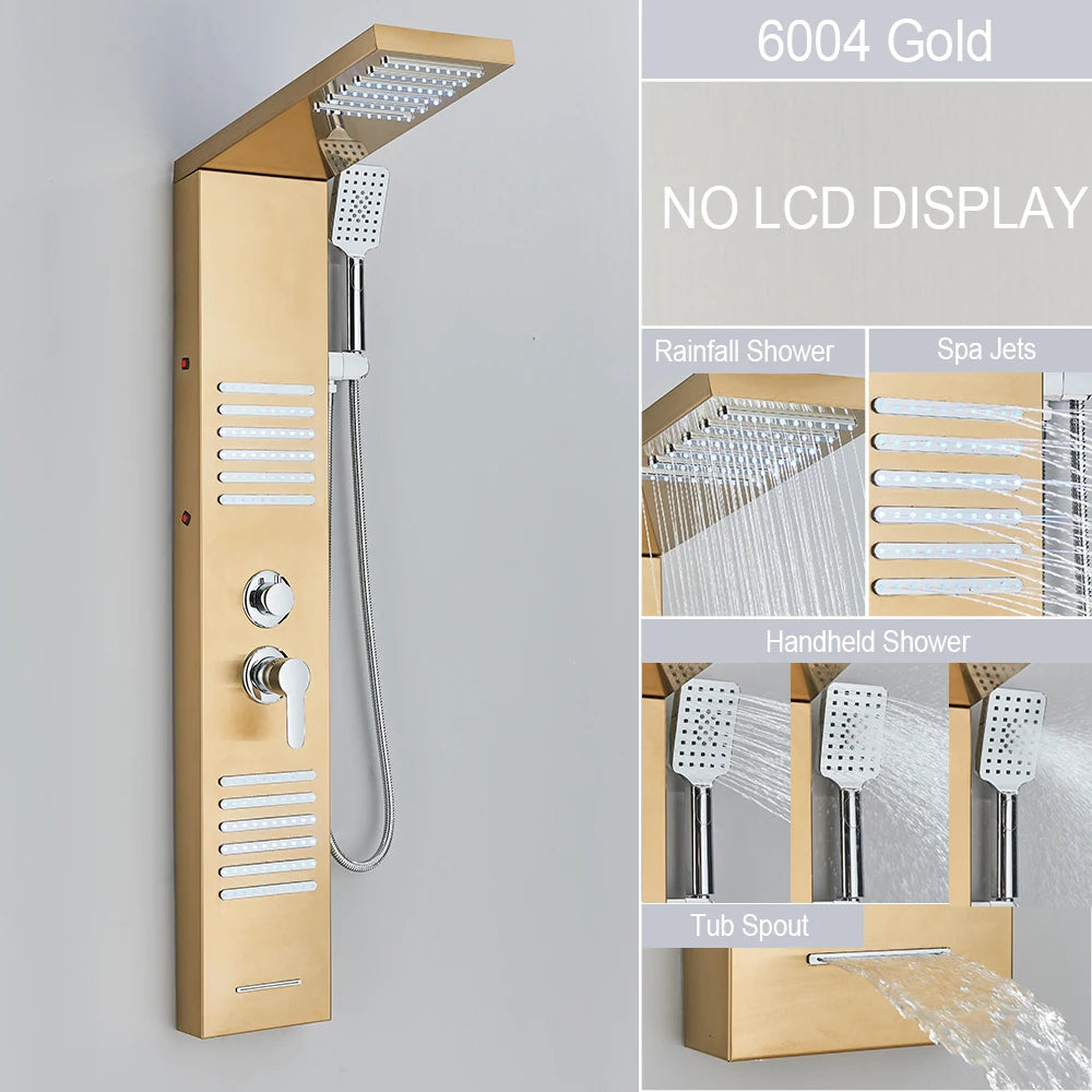MYQualife LED Shower Panel With Waterfall Massage Jets