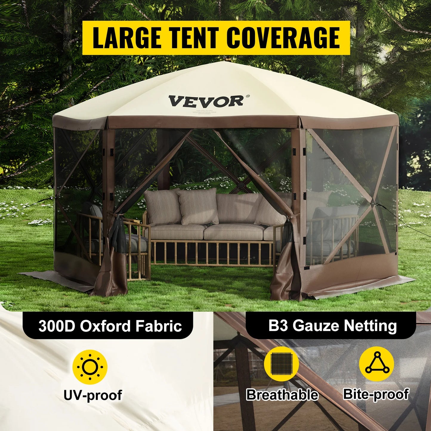 SucceBuy Pop Up Camping Gazebo Canopy Shelter Sun Shade Tent