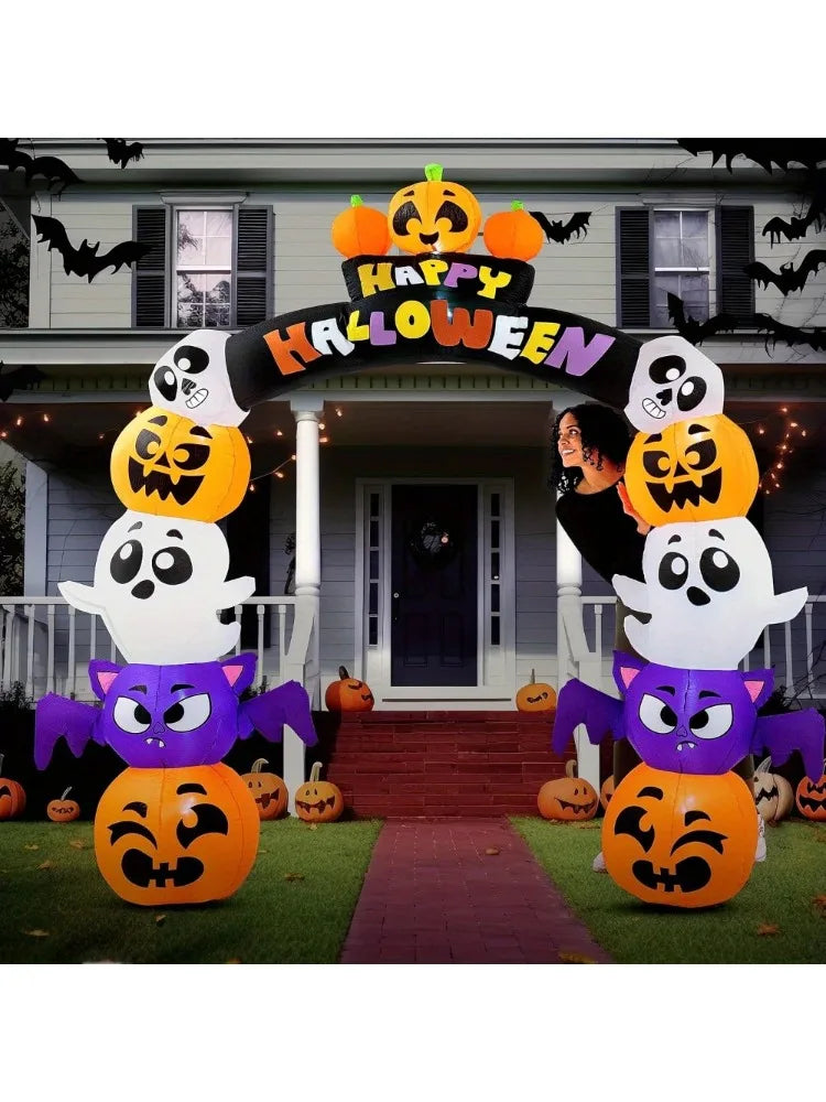 Joyfy Halloween Pumpkin Arch Inflatable With LED Lights Outdoor Decor