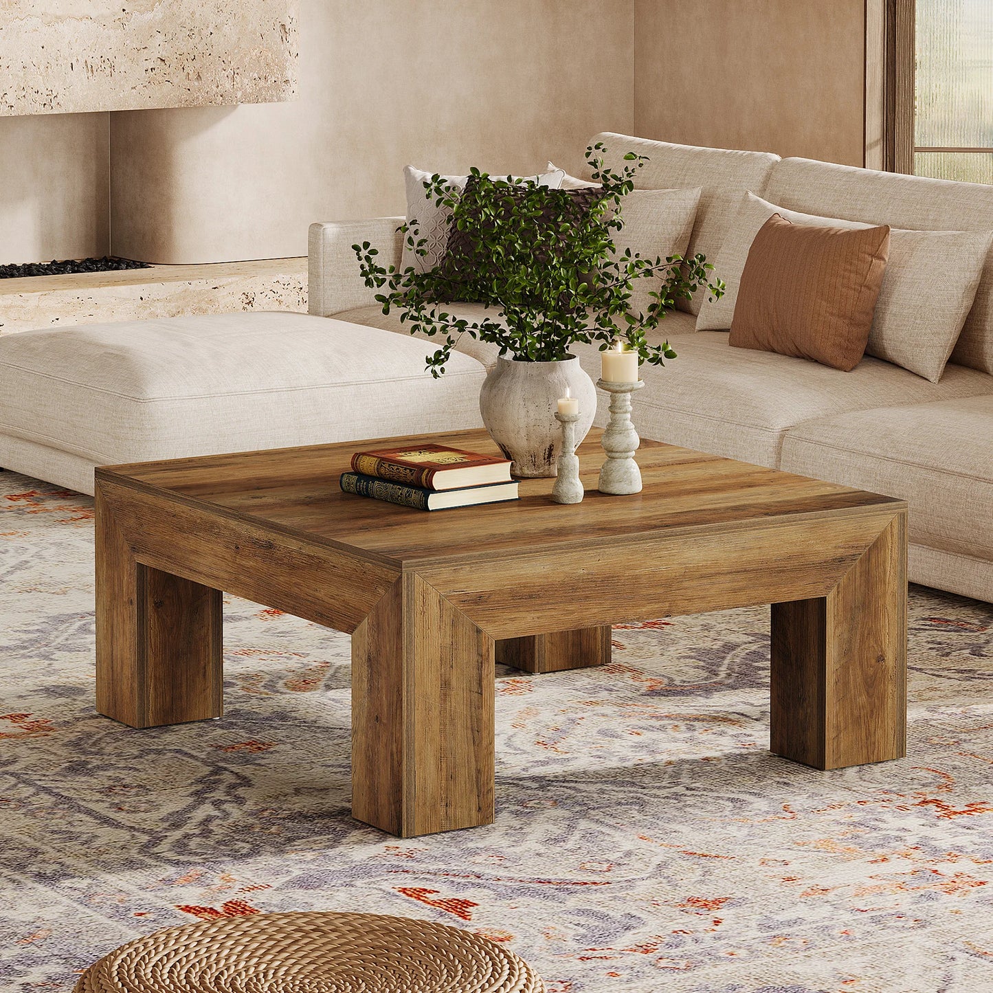 Tribesigns Farmhouse MDF Coffee Table For Living Room With Legs