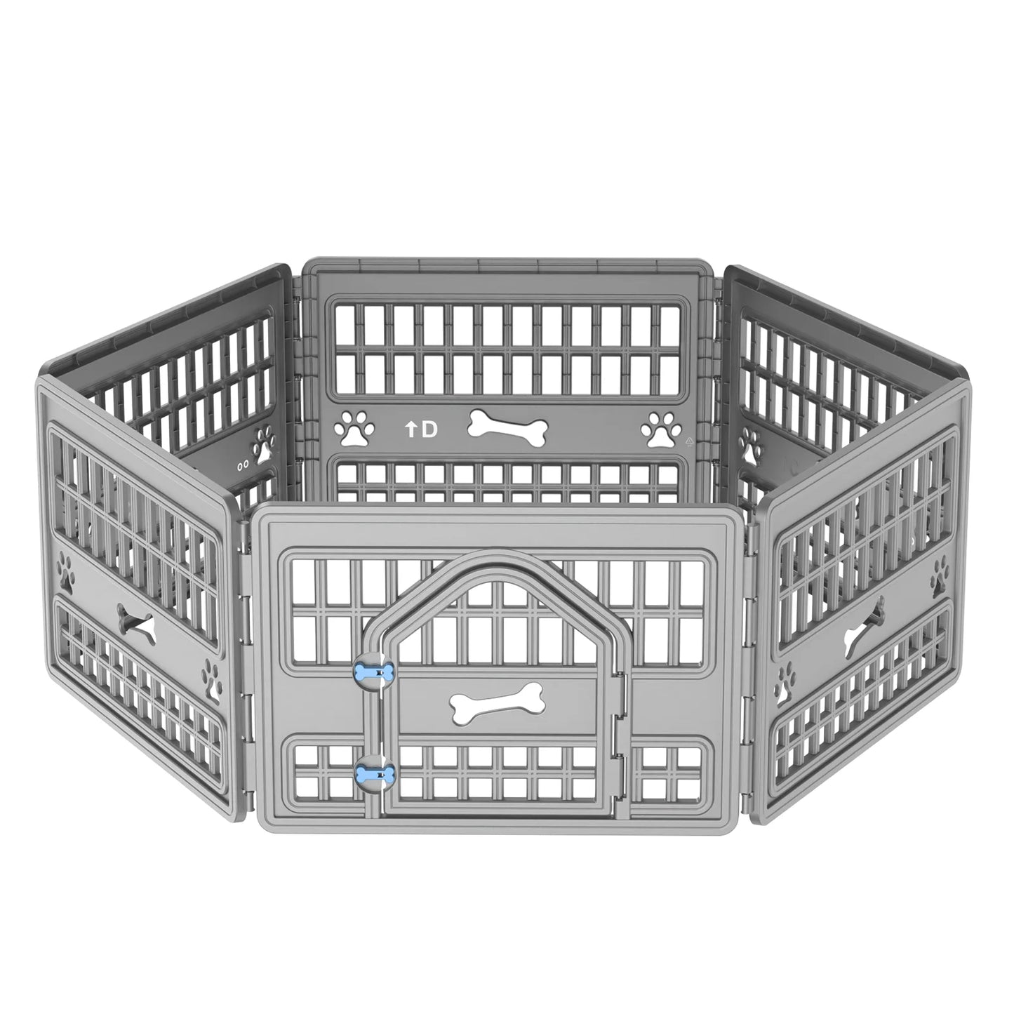 Foldable Six-Panel Hexagonal Plastic Dog Playpen With Door