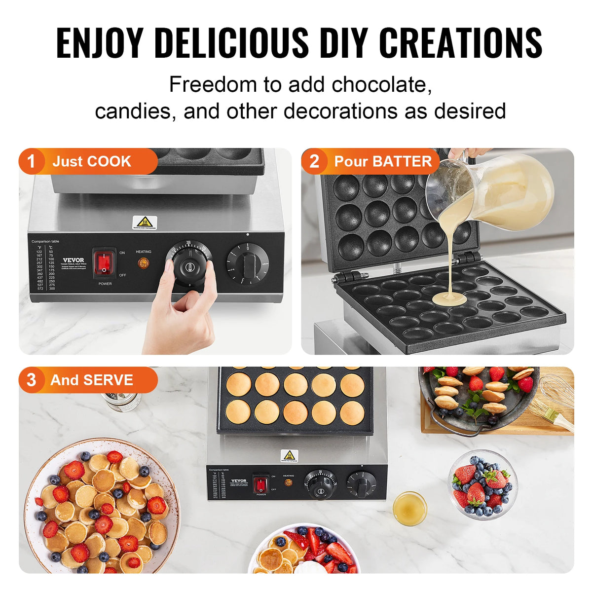 SucceBuy Electric Waffle Maker With Nonstick Surface And Temperature Control