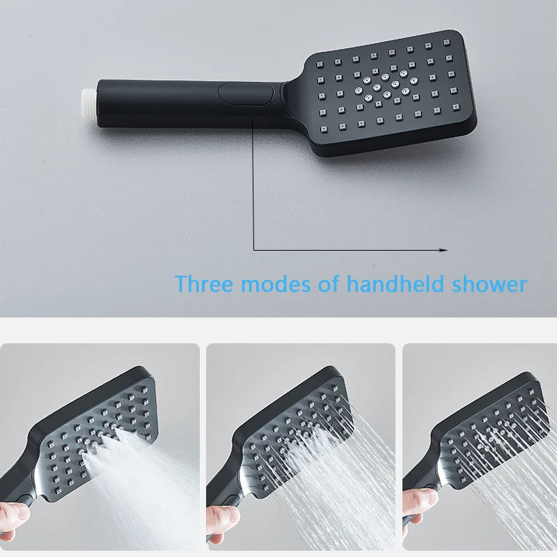 ALENARTWATER Black And Gold Shower Faucet Set With Dual Spray