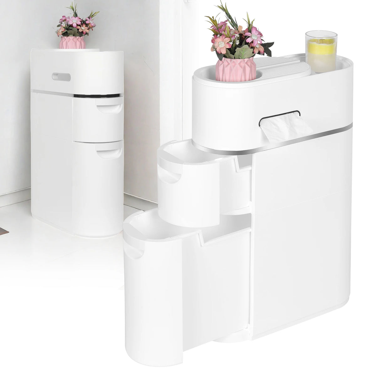 ATUOTIN Slim Plastic Storage Cabinet For Bathroom Organization