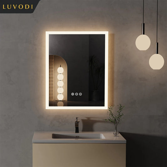 LUVODI Smart LED Bathroom Mirror With Touch Dimming And Defogging