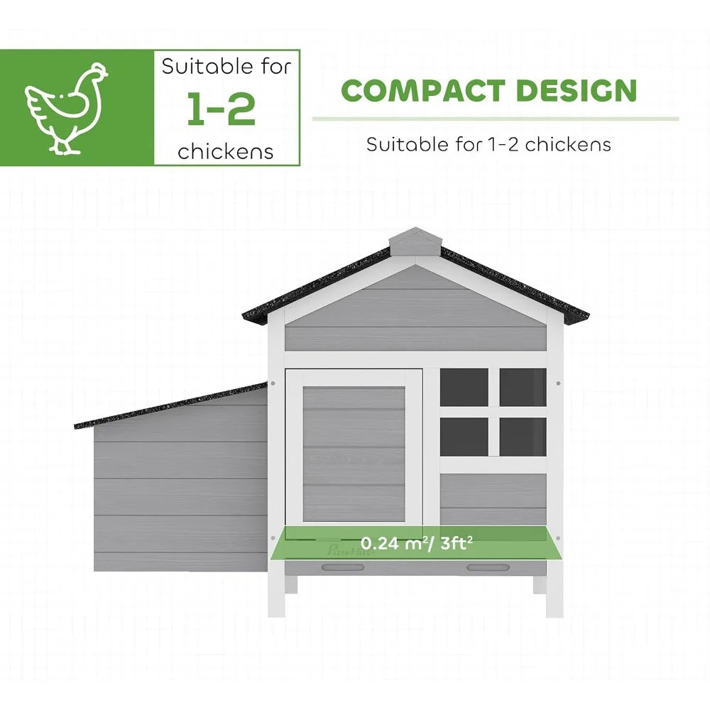 Outdoor Weatherproof Wooden Chicken Coop With Nesting Box And Tray