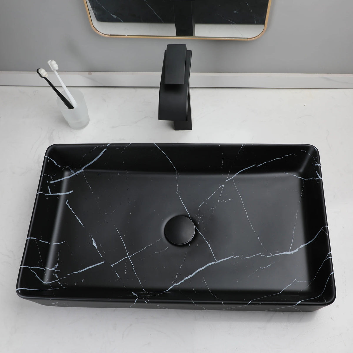 KEMAIDI Rectangular Ceramic Bathroom Vessel Sink