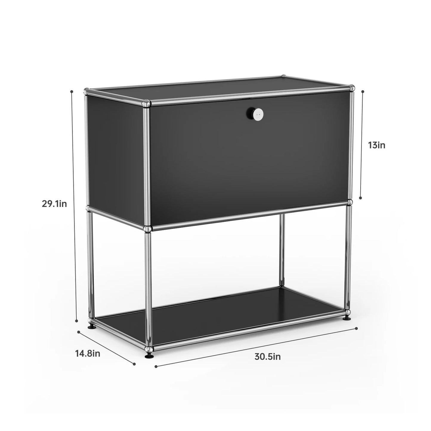 Modern Modular Nightstand Chrome Metal Frame 2 Tier Bedside Table